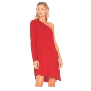Theory Sintsi Rosina‎ Dress Crimson Red One Shoulder Mini Cocktail Dress Sz. 2